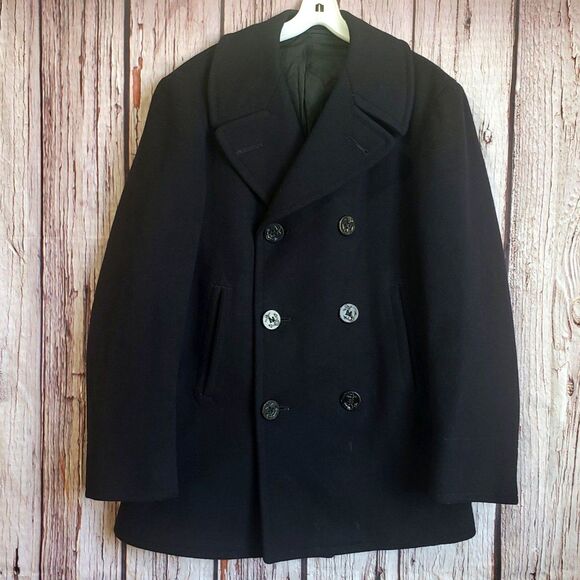 US Navy Other - Vintage 1980s Men US Navy Military Issue Heavy 100% Wool Sailor Peacoat 36-R